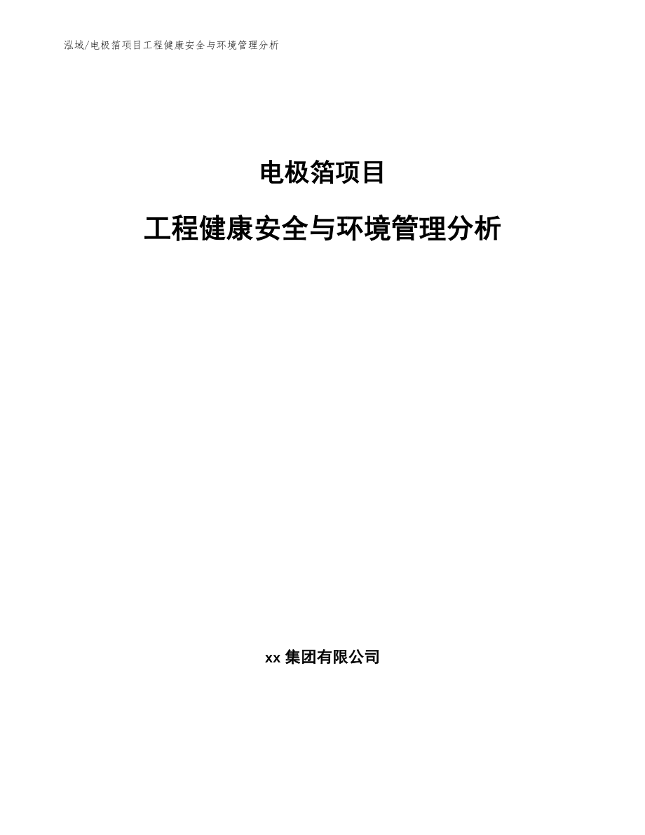 电极箔项目工程健康安全与环境管理分析（参考）_第1页