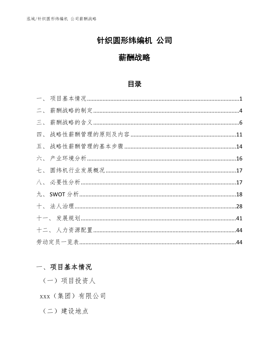 針織圓形緯編機(jī) 公司薪酬戰(zhàn)略【范文】_第1頁(yè)