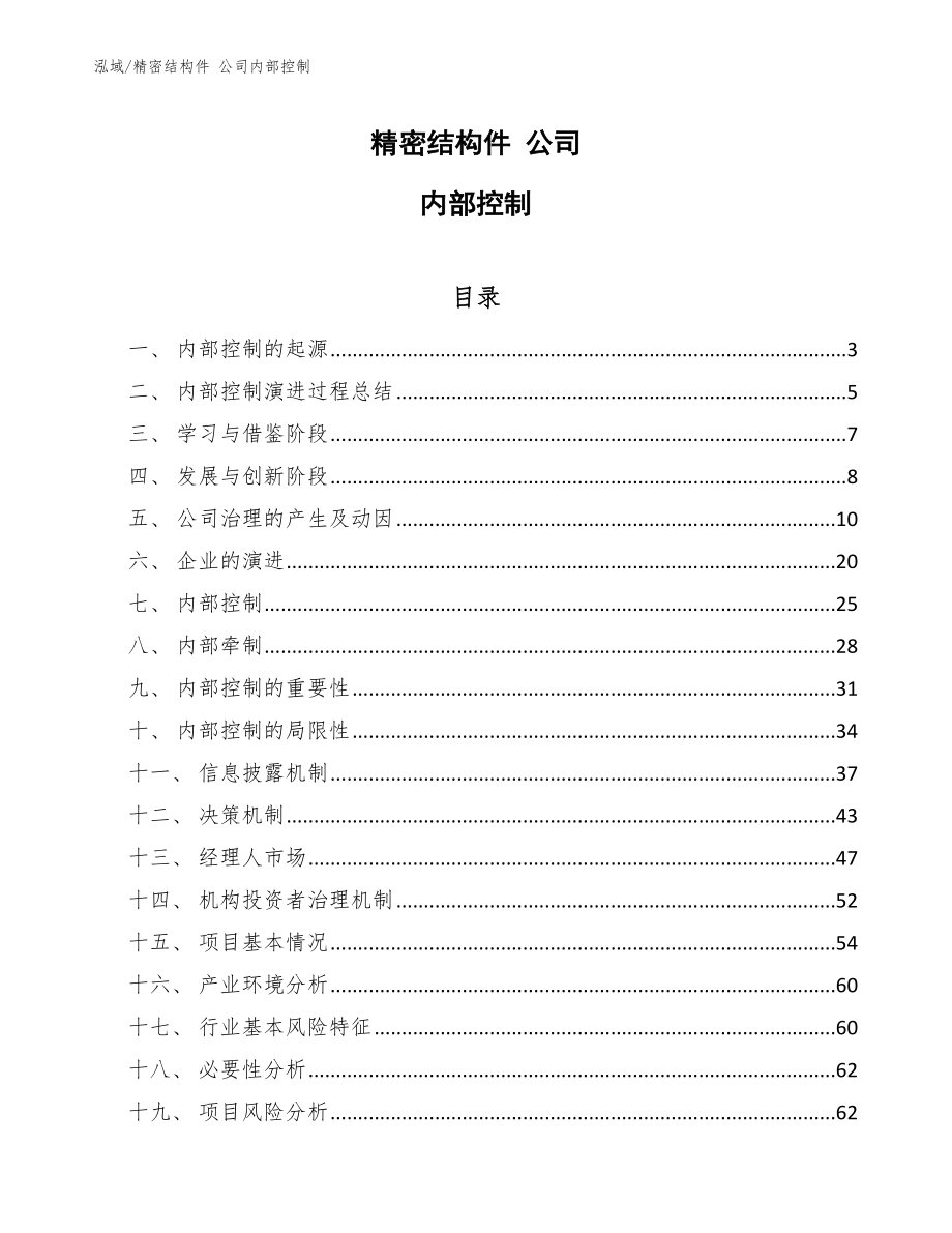 精密結構件 公司內(nèi)部控制_第1頁