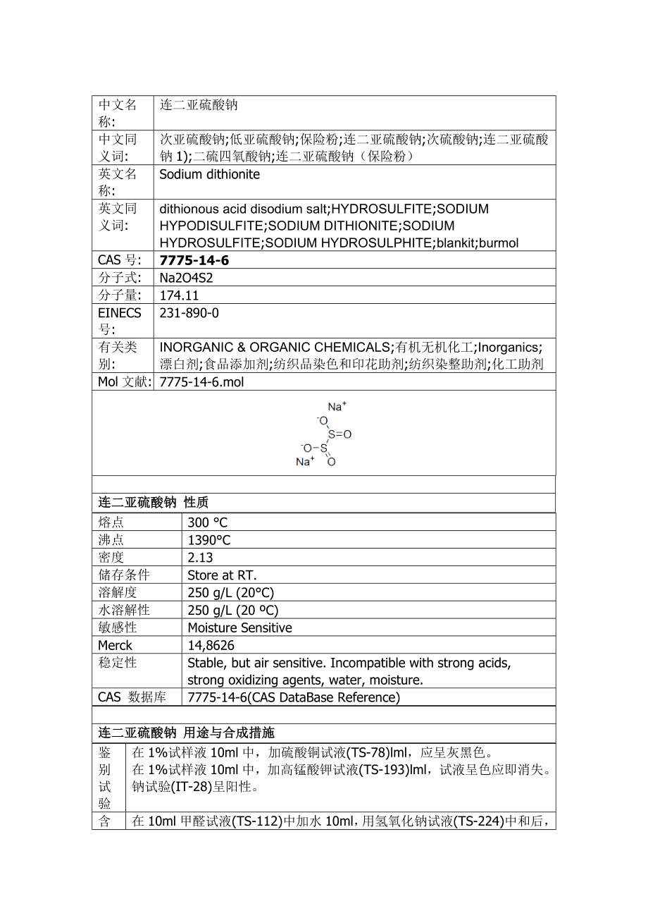 保险粉连二亚硫酸钠低亚硫酸钠_第1页