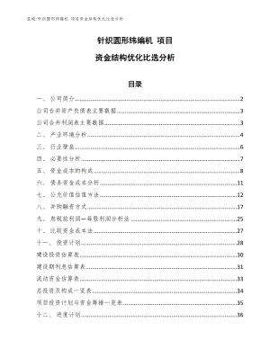 針織圓形緯編機(jī) 項(xiàng)目資金結(jié)構(gòu)優(yōu)化比選分析_參考