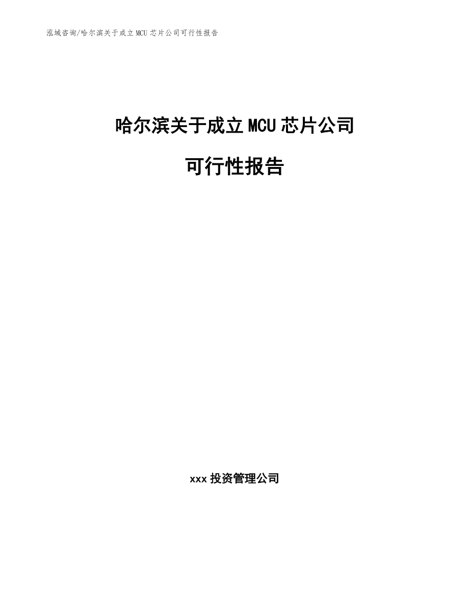哈尔滨关于成立MCU芯片公司可行性报告（参考范文）_第1页