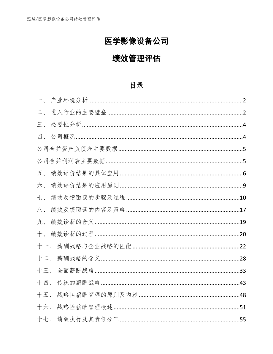 医学影像设备公司绩效管理评估【范文】_第1页