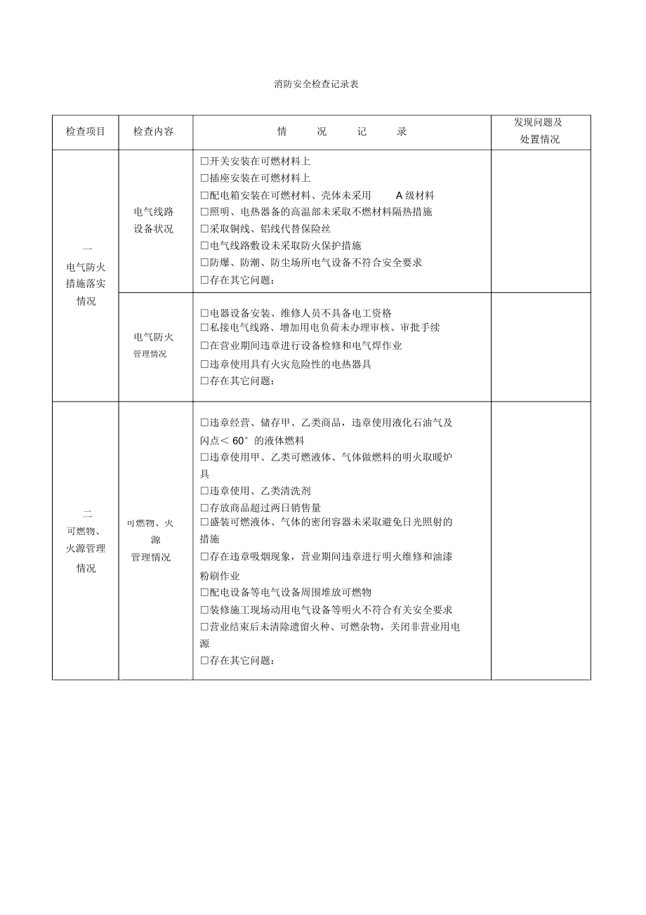 消防安全检查记录表_第1页