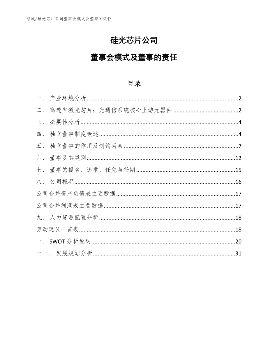 硅光芯片公司董事会模式及董事的责任_范文_第1页