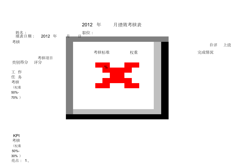 月度绩效计划考核表模板_第1页