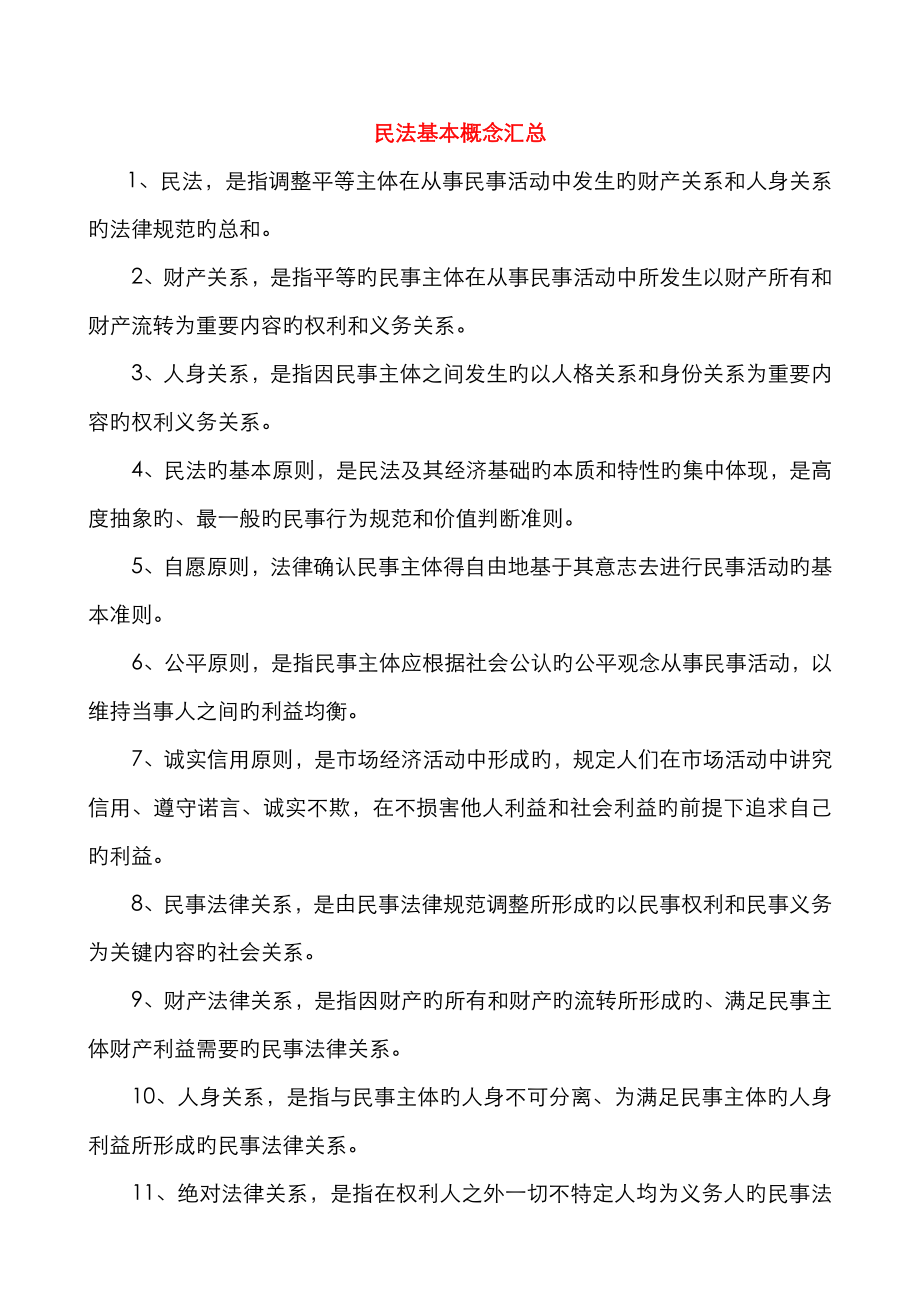 民法基本概念汇总_第1页