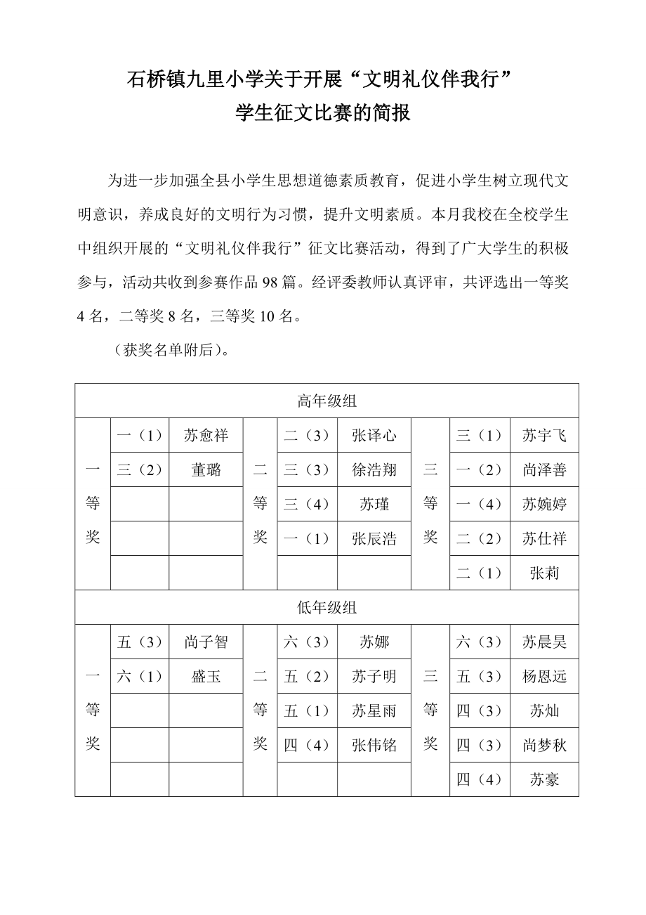 学生征文比赛的简报_第1页