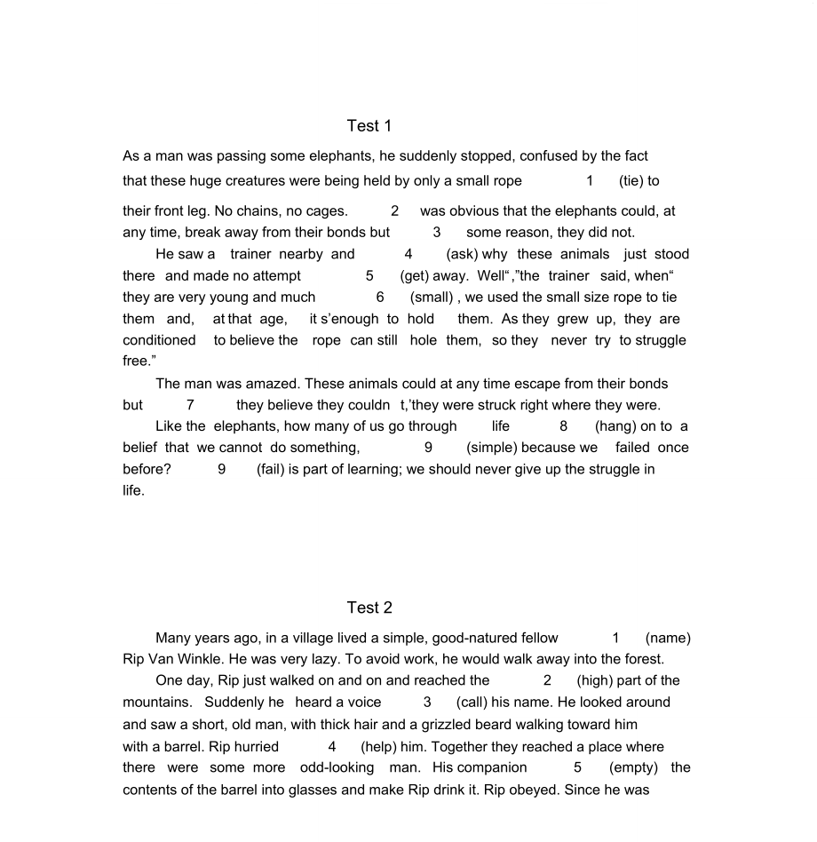 语法填空专项练习1(含答案)_第1页