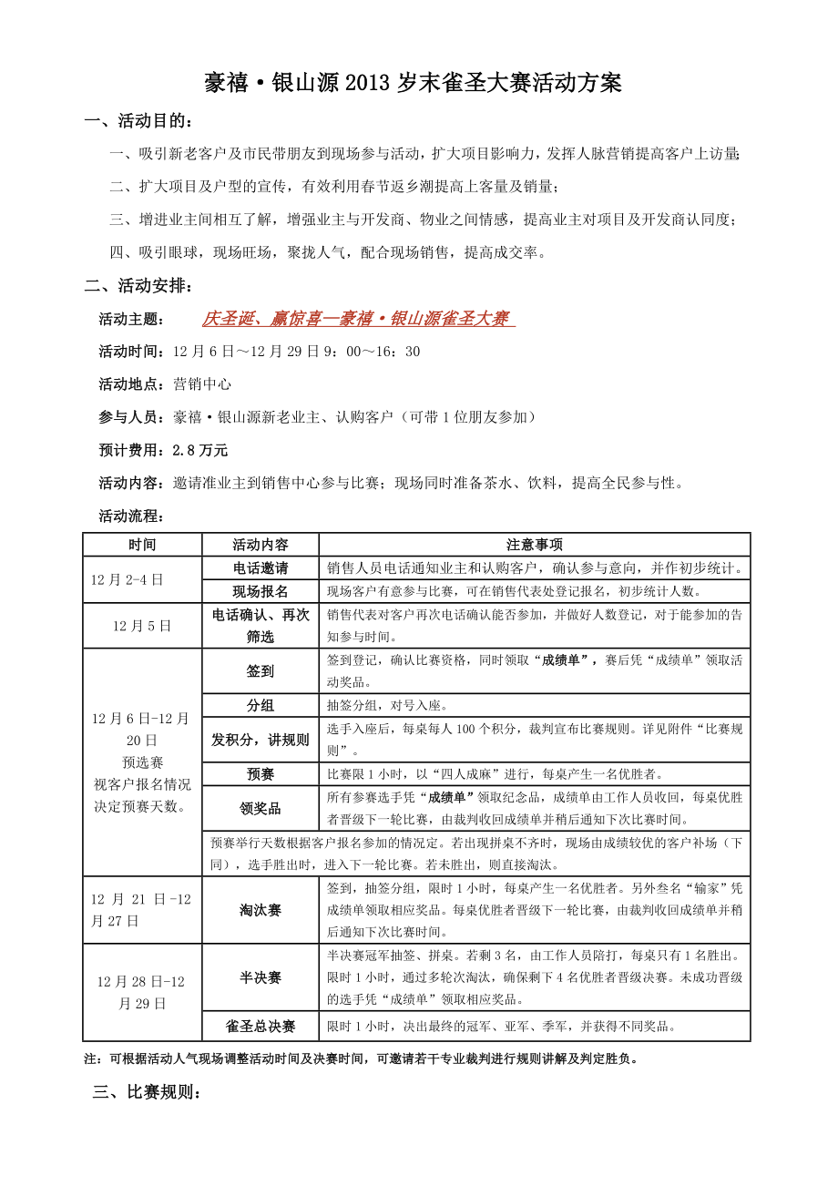 房地产业主方案-雀圣大赛活动方案_第1页