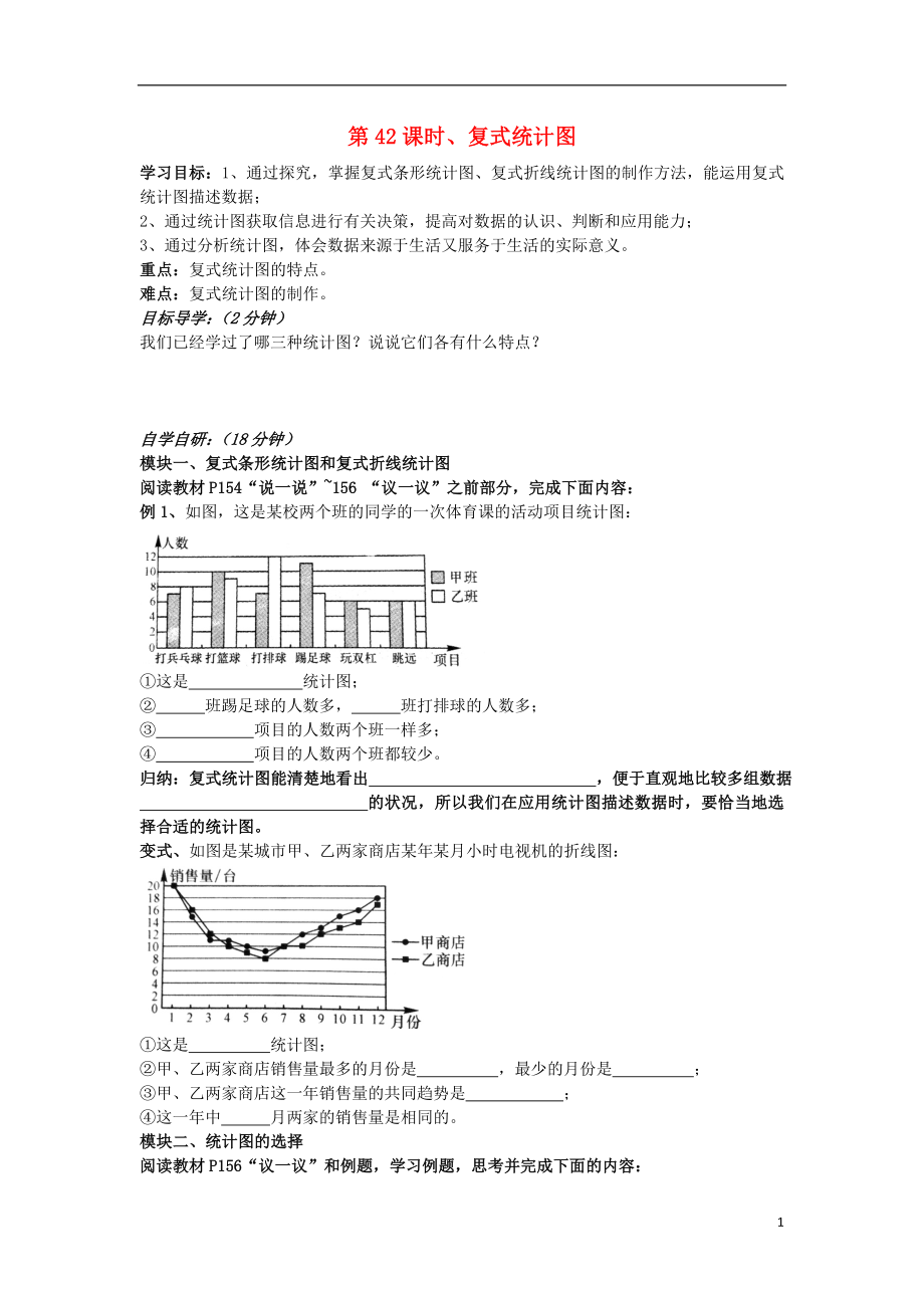 七年級(jí)數(shù)學(xué)上冊(cè) 第42課時(shí) 復(fù)式統(tǒng)計(jì)圖導(dǎo)學(xué)案（無(wú)答案）（新版）湘教版_第1頁(yè)