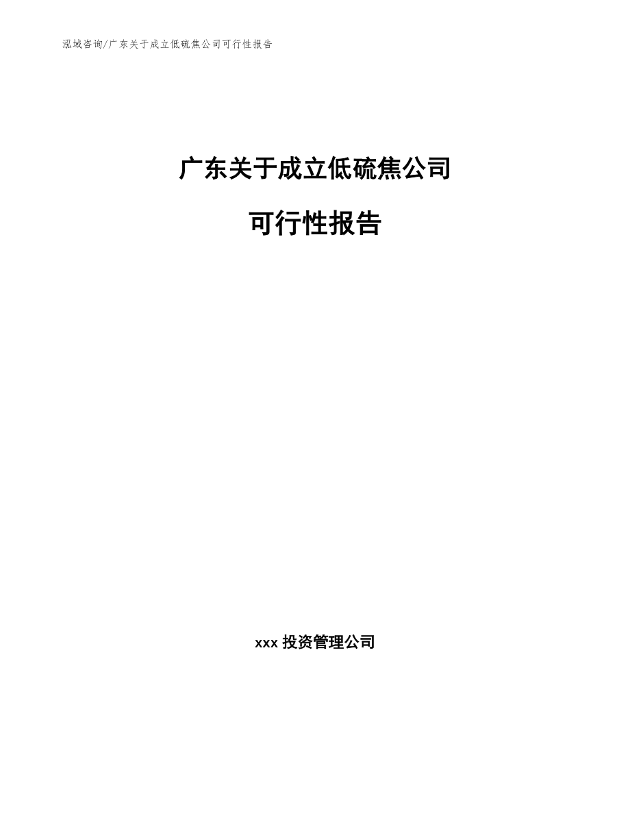 广东关于成立低硫焦公司可行性报告_模板范文_第1页