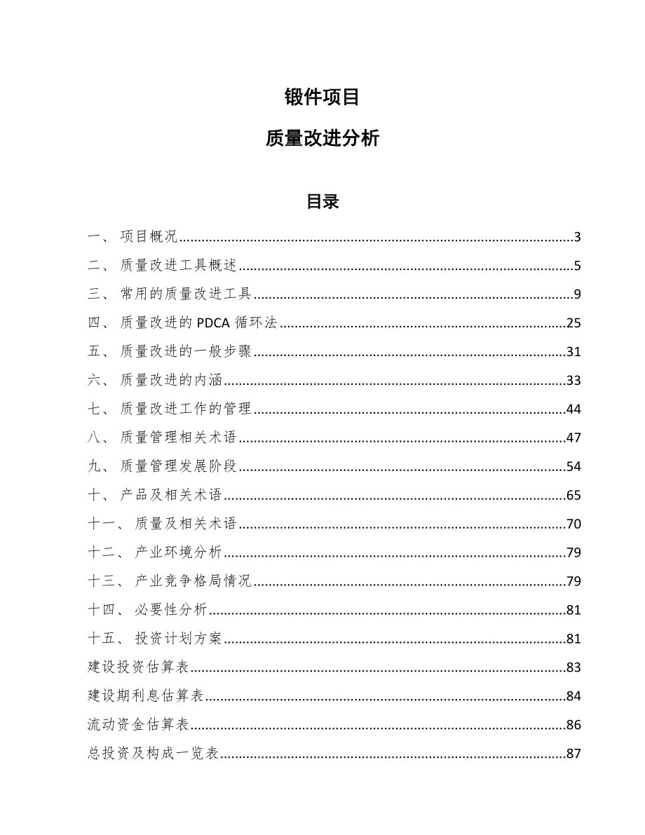 锻件项目质量改进分析（范文）_第1页