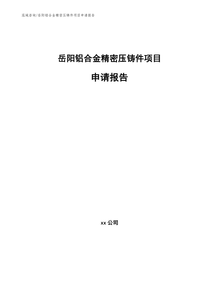岳阳铝合金精密压铸件项目申请报告_第1页