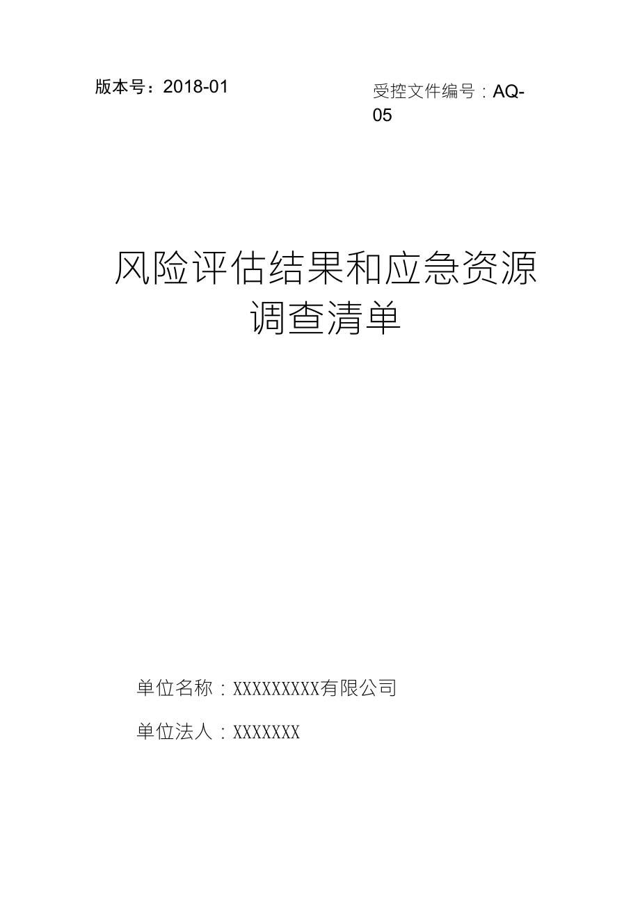 应急预案风险评估结果和应急物资清单_第1页