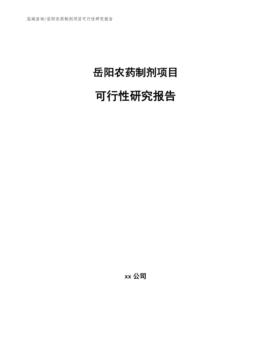 岳阳农药制剂项目可行性研究报告（模板范文）_第1页