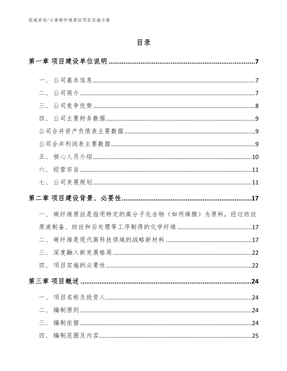 云南碳纤维原丝项目实施方案（范文模板）_第1页