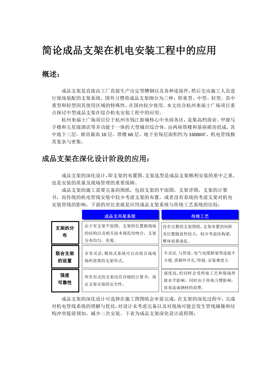 简论成品支架在机电安装工程中的应用_第1页