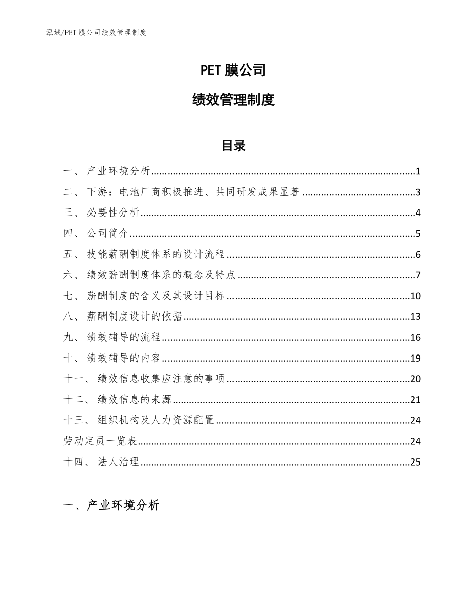 PET膜公司绩效管理制度（范文）_第1页