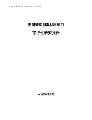 惠州碳陶刹车材料项目可行性研究报告模板参考