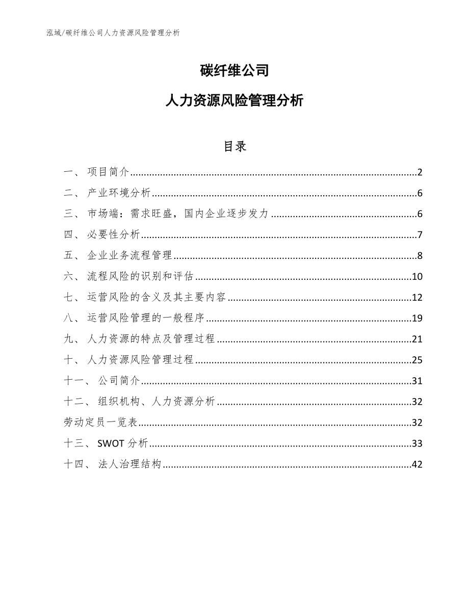 碳纤维公司人力资源风险管理分析_范文_第1页