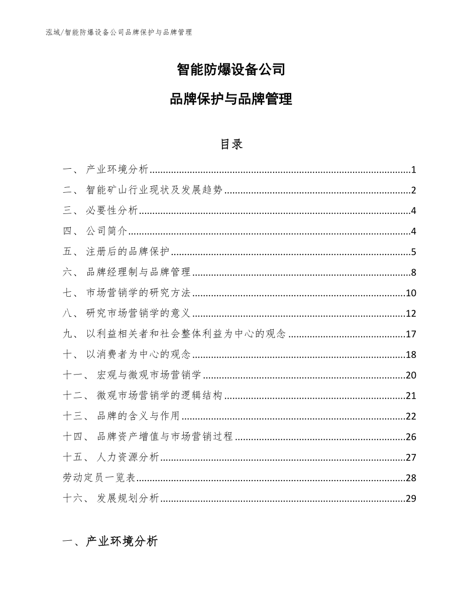 智能防爆设备公司品牌保护与品牌管理_参考_第1页