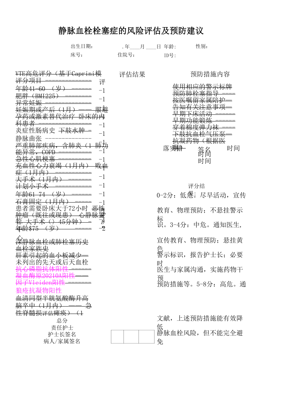 VTE预防评分表中文版_第1页