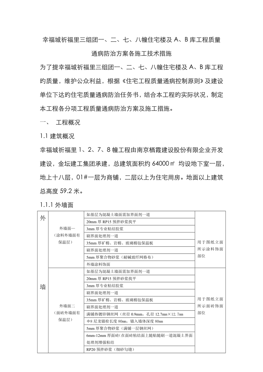 质量通病防治方案各施工技术措施_第1页