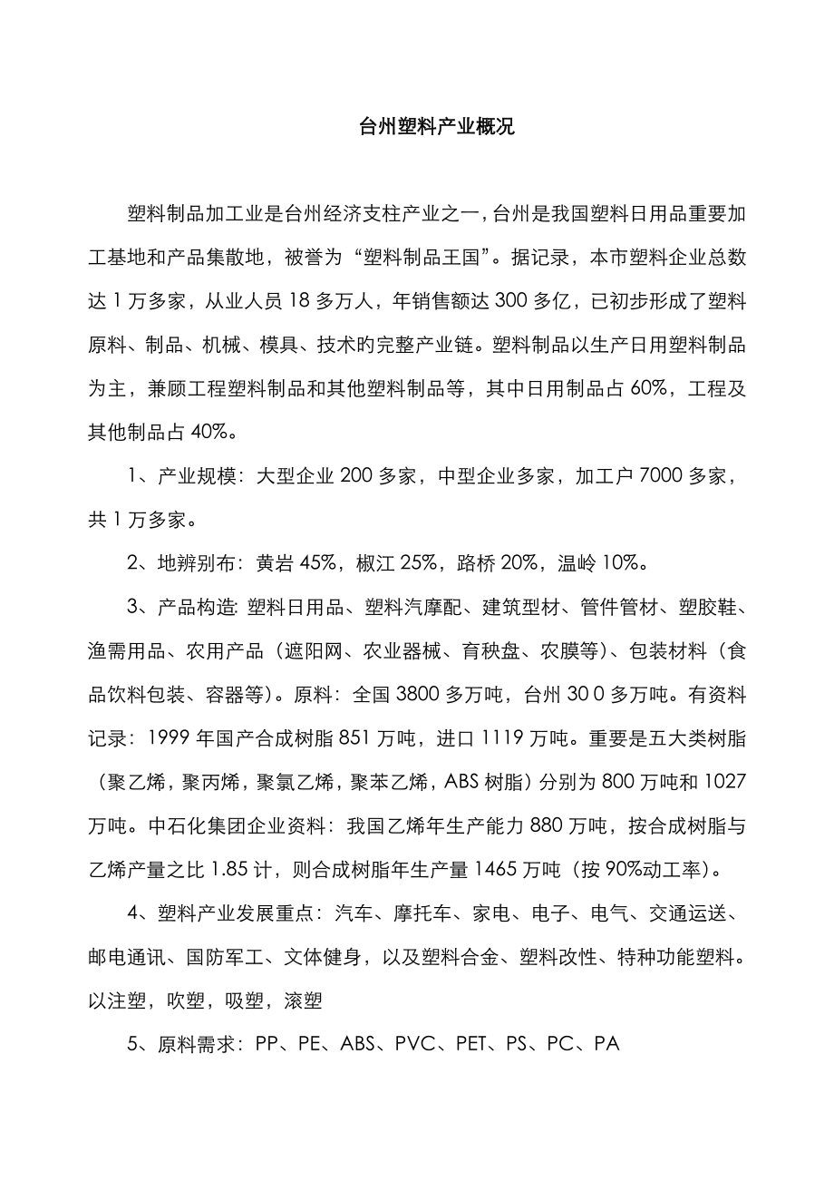 台州塑料产业概况_第1页