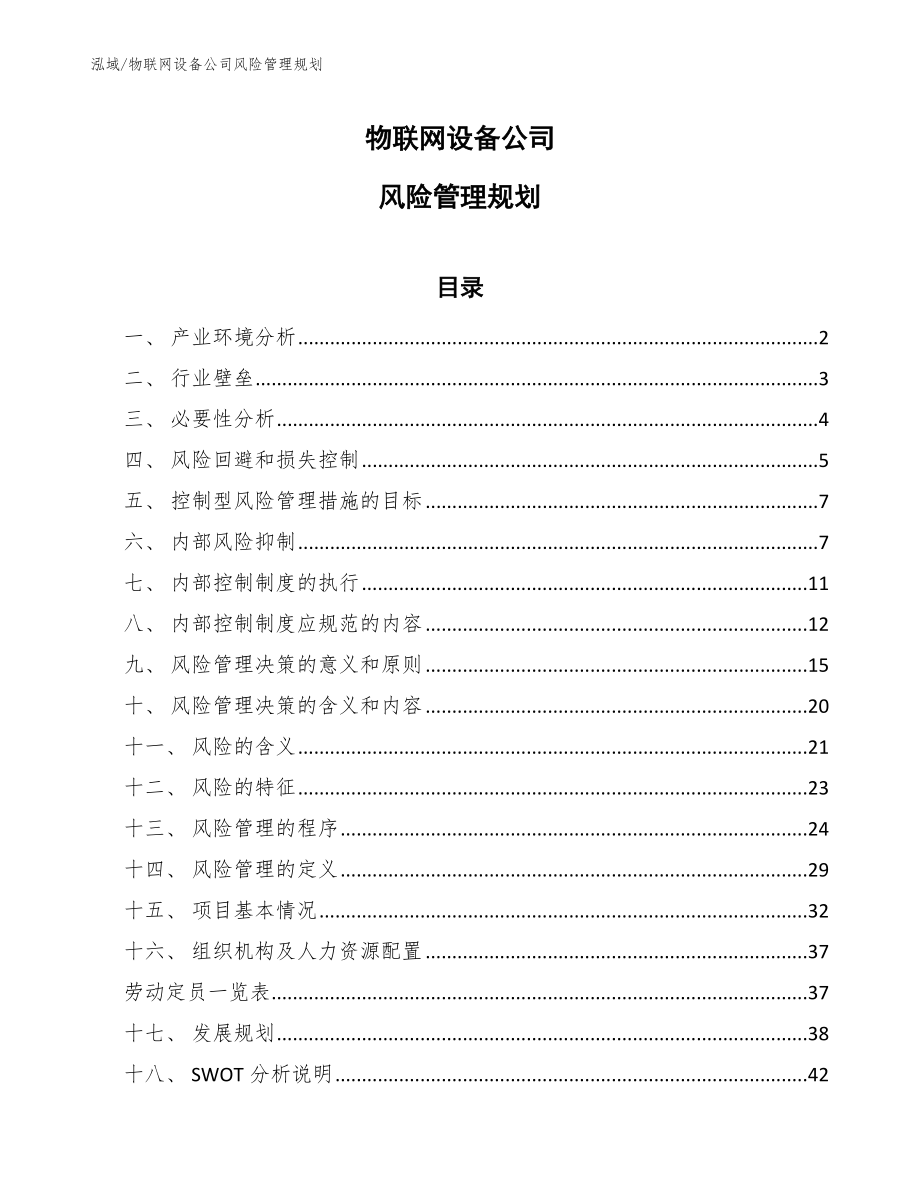 物联网设备公司风险管理规划（参考）_第1页