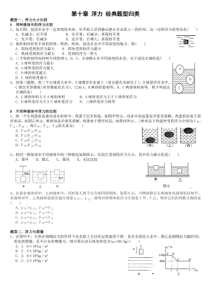 新人教版初中物理-第十章-浮力-經(jīng)典題型歸類(已編輯)