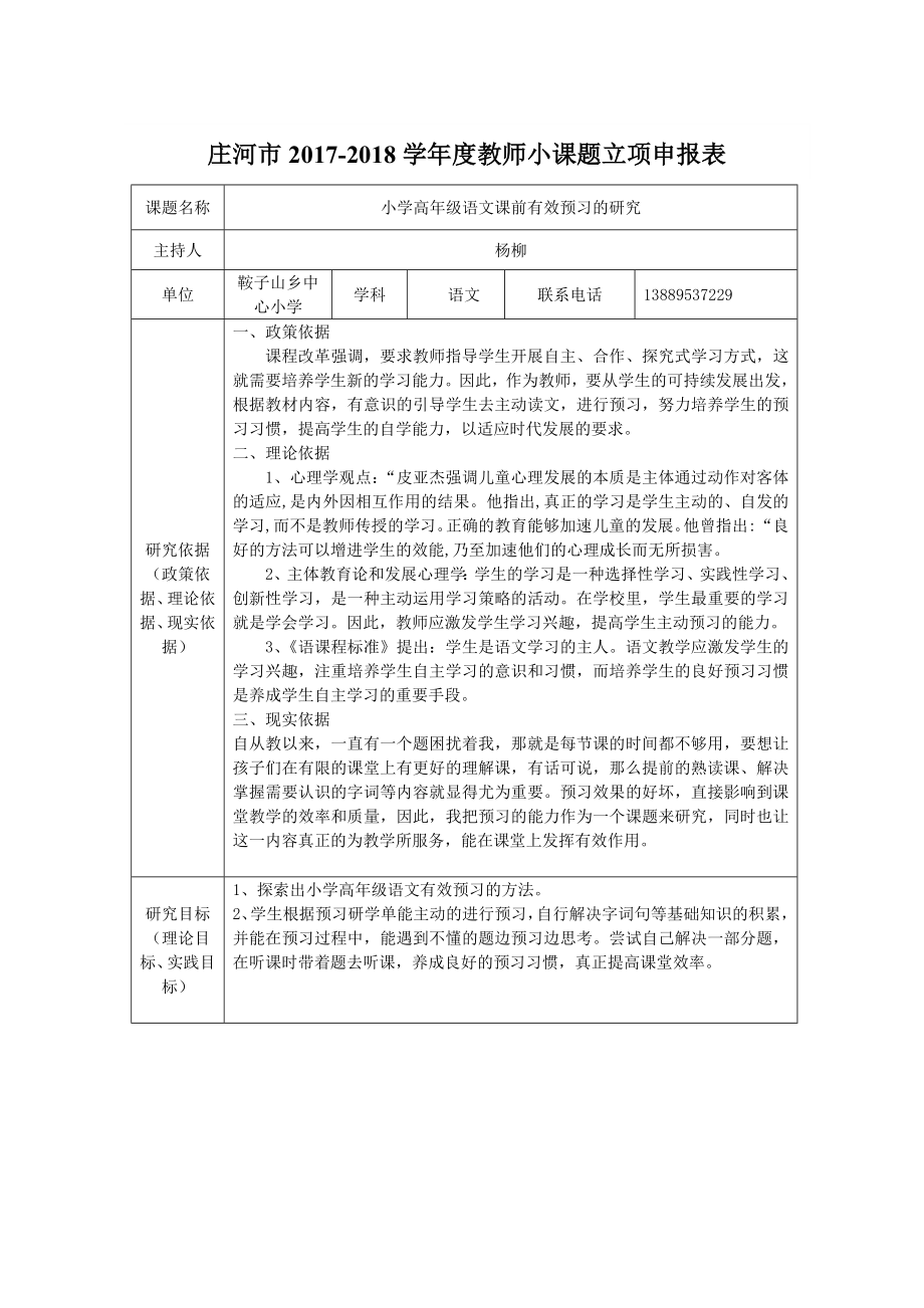 教师小课题立项申报_第1页