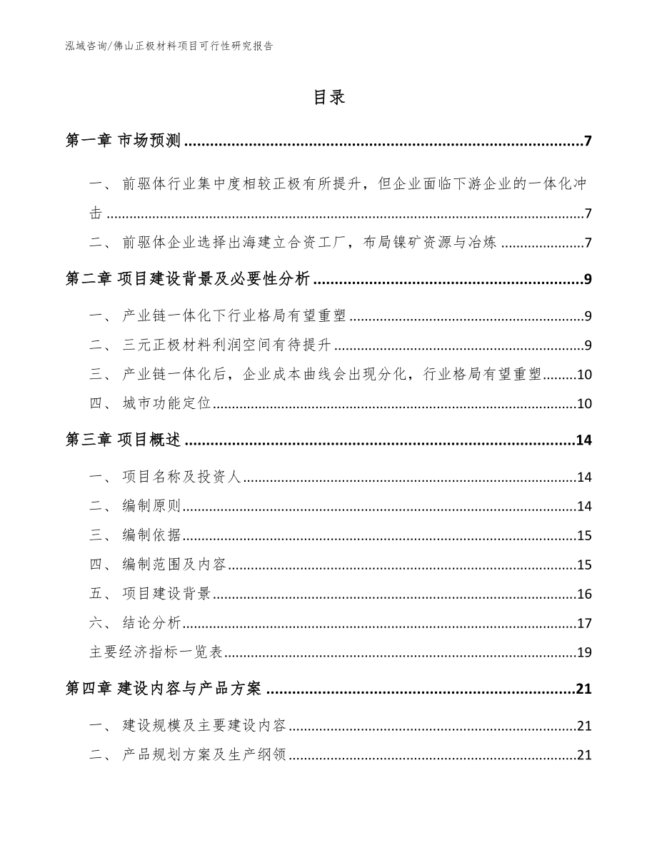佛山正极材料项目可行性研究报告_参考范文_第1页