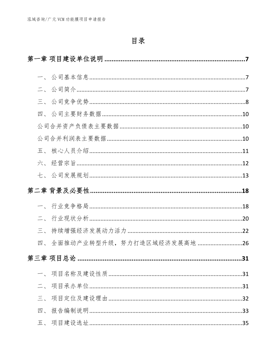 广元VCM功能膜项目申请报告_第1页