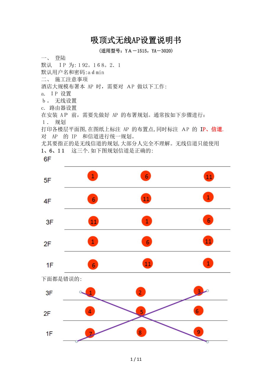 吸顶式无线AP设置说明_第1页