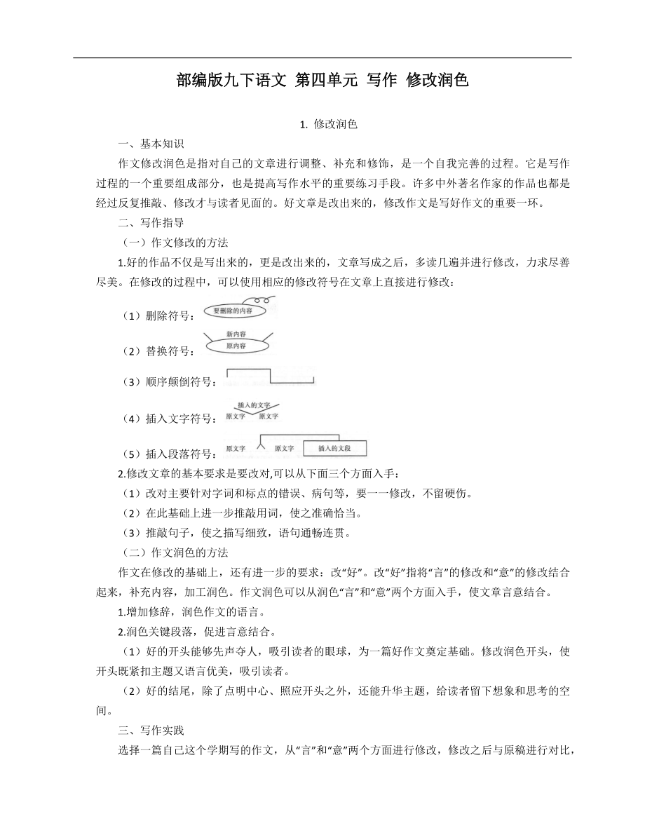 部编版九下语文 第四单元 写作 修改润色_第1页