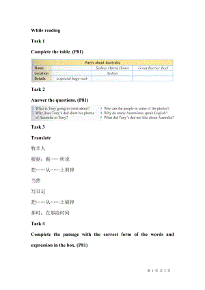 外研版九年級英語上冊學(xué)案 Module 10 Unit 1（無答案）