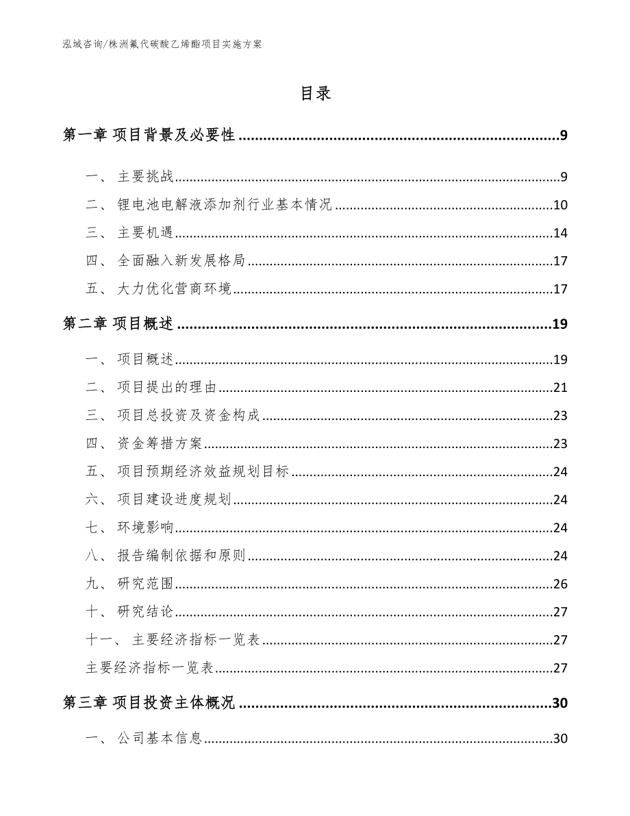 株洲氟代碳酸乙烯酯项目实施方案（参考范文）_第1页