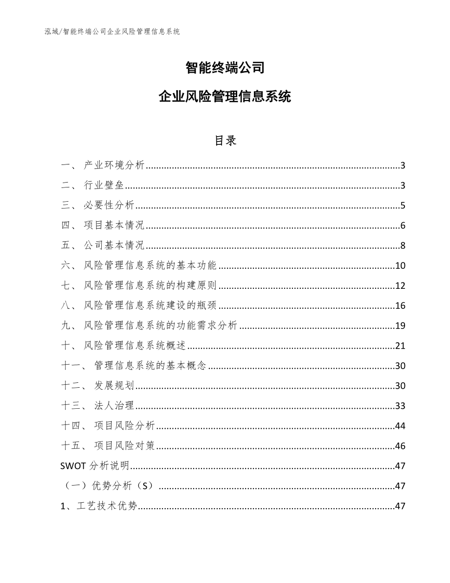 智能终端公司企业风险管理信息系统【范文】_第1页