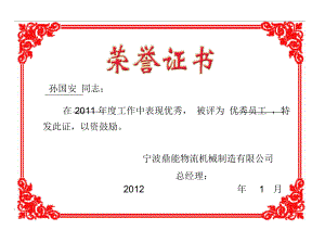 优秀员工荣誉证书模版(2)