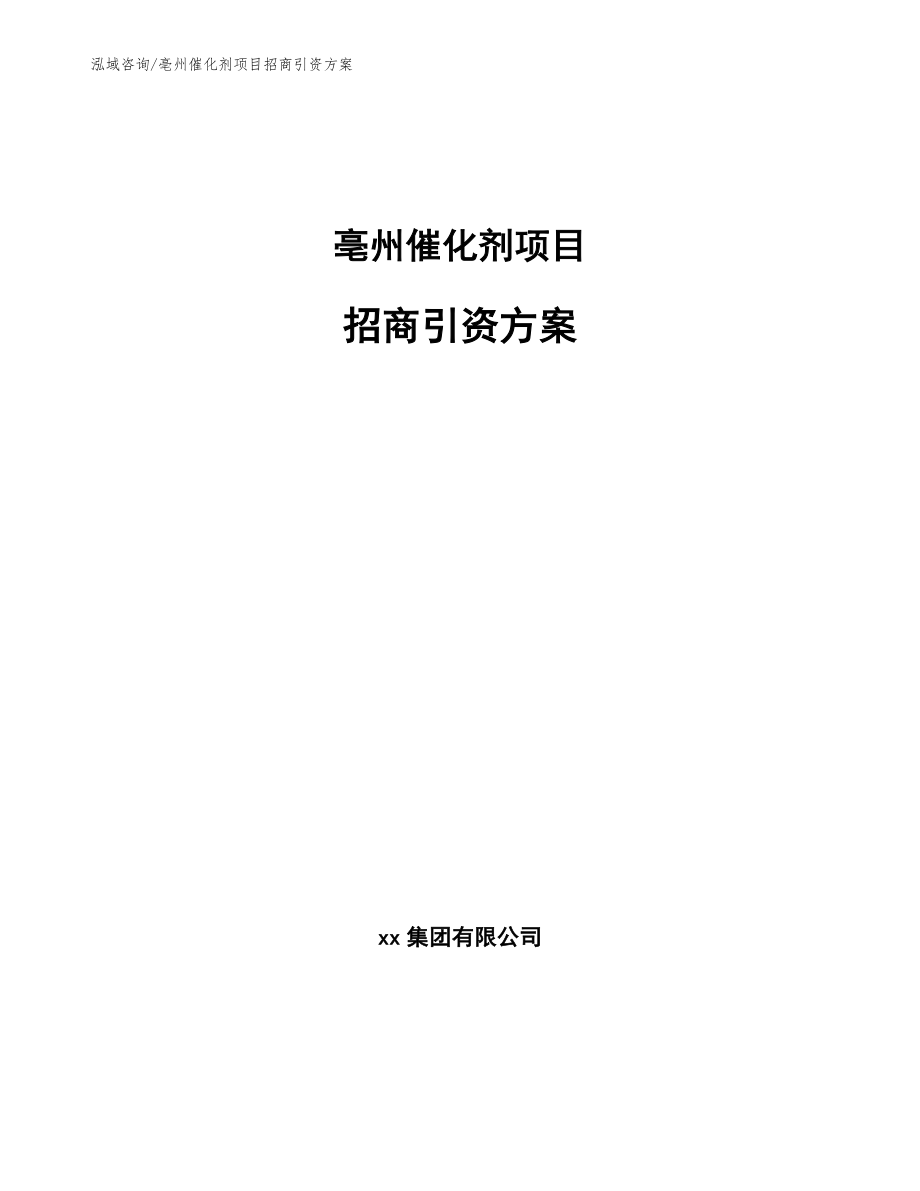 亳州催化剂项目招商引资方案（模板范文）_第1页