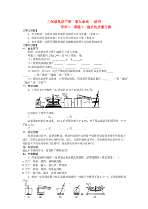 2013年九年級化學(xué)下冊 第九單元 導(dǎo)學(xué)3 課題3 溶質(zhì)的質(zhì)量分數(shù)導(dǎo)學(xué)案 新人教版