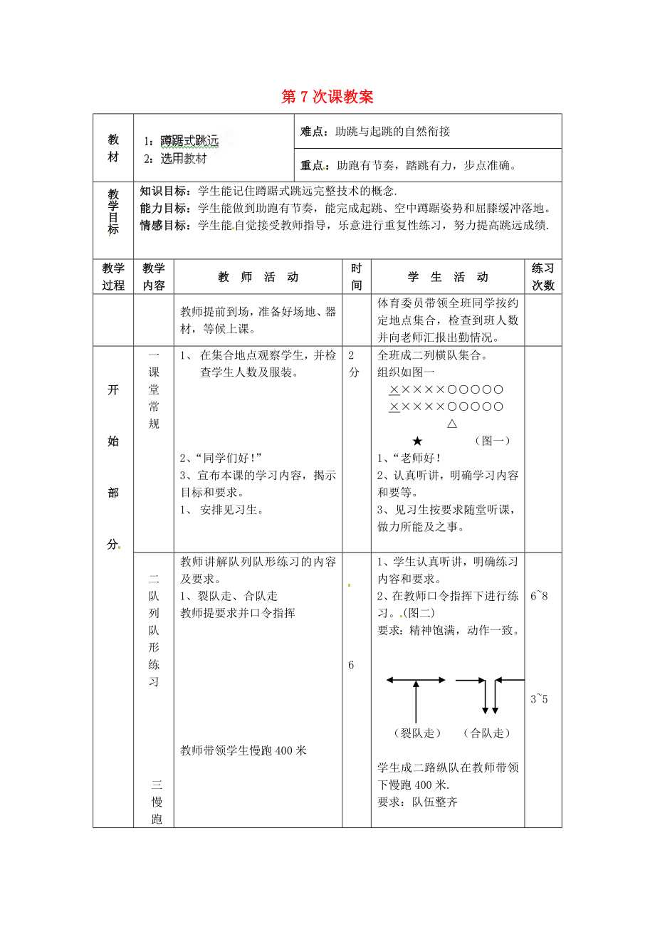 安徽省滁州二中九年級體育 第7次課教案_第1頁