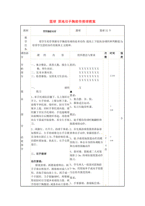 安徽省滁州二中九年級(jí)體育 籃球 原地雙手胸前傳接球教案