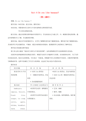 2013年秋七年級英語上冊 Unit 6 Do you like bananas（第一課時）導(dǎo)學(xué)案（無答案）（新版）人教新目標(biāo)版