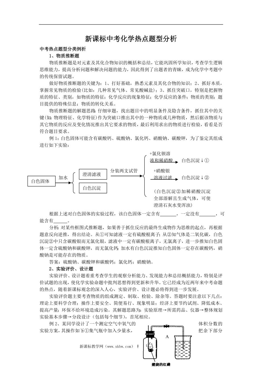 新课标中考化学热点题型分析_第1页