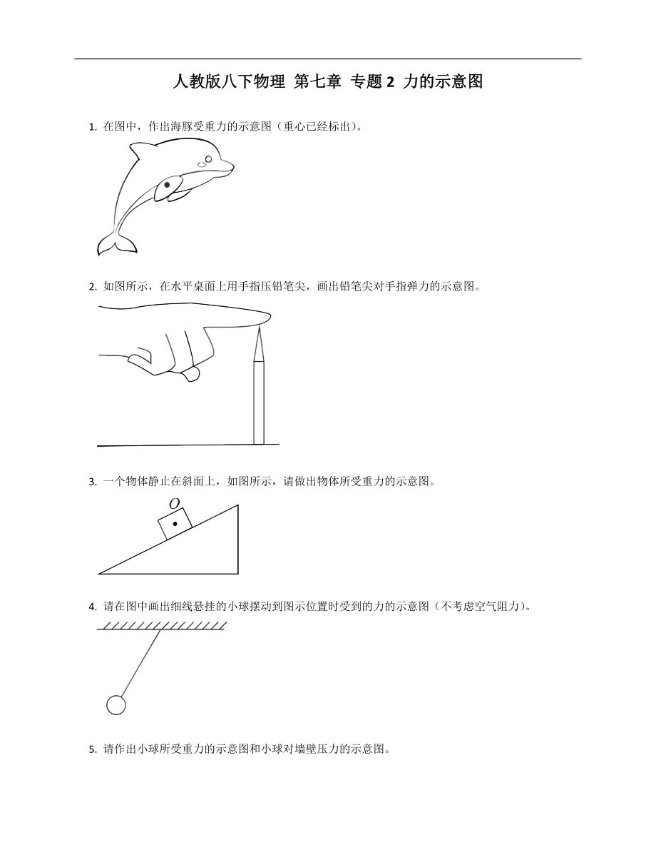 人教版八年級下學期物理 第七章 專題2 力的示意圖_第1頁