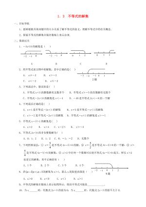 八年级数学下册 1.3不等式的解集同步练习集 北师大版