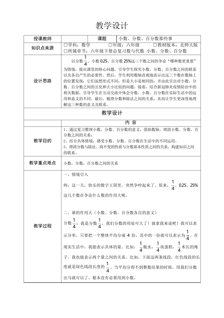 北师大版 数学六年级下册 总复习小数、分数、百分数_第1页