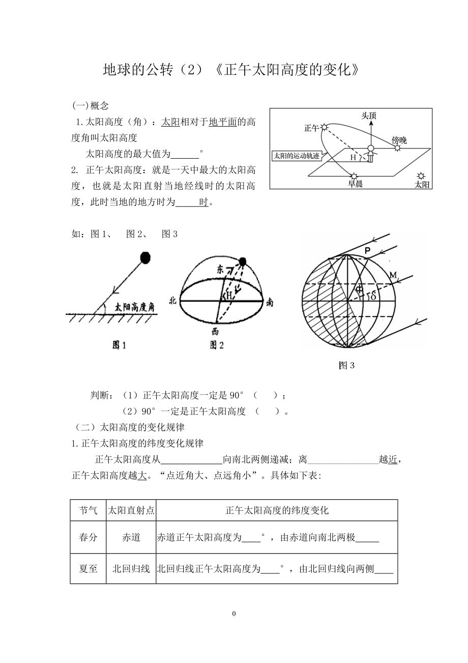 《正午太阳高度的变化》练习_第1页